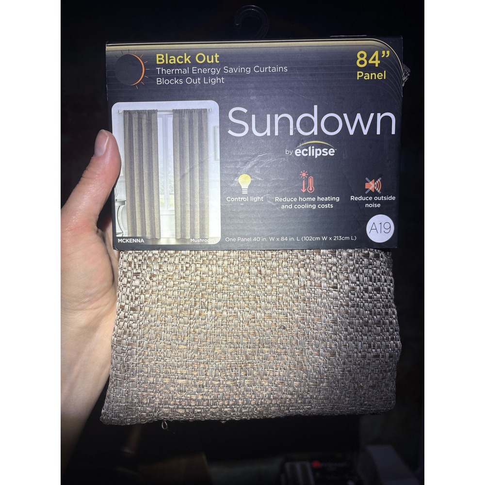Sundown by Eclipse McKenna Black Out Thermal Curtain Panel Mushroom 40x84 A19 3x